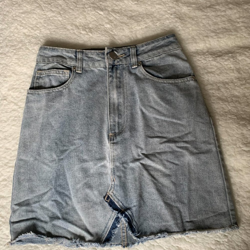 High Waisted Jean Skirt w/ slit
